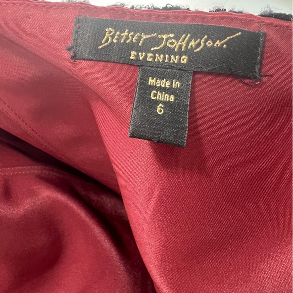 Betsy Johnson Evening Vintage Strapless Mini Dress Red Black Lace Bead Sequin, 6 - Picture 9 of 14